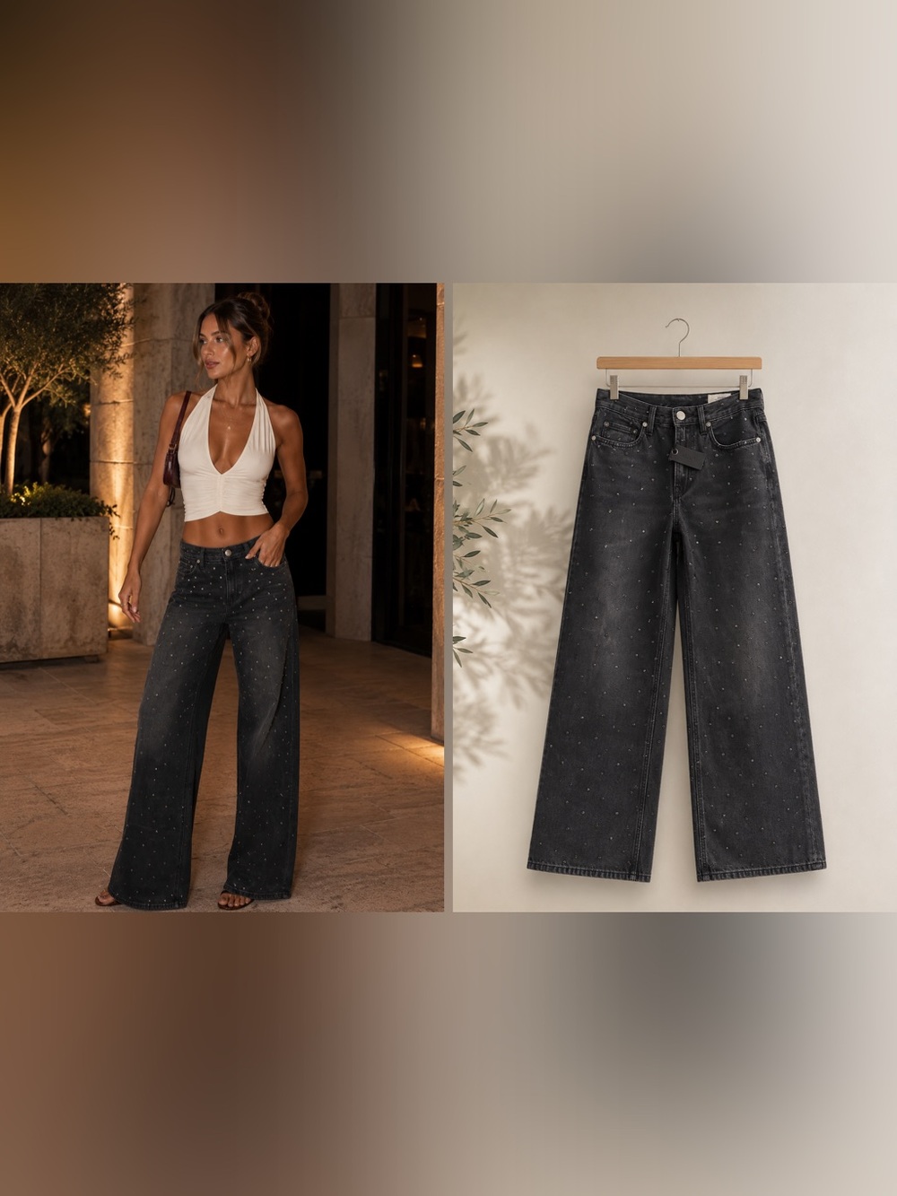 Rag & Bone Logan Serephina Jewel Wide Leg Jeans NWT Sz 28 Rhinestone Denim